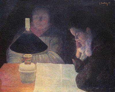 Reading Under the Lamp by Leon Pourtau